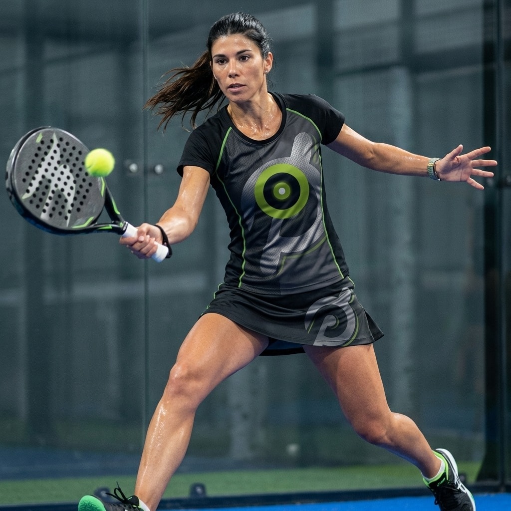 Jugadora de padel en accion